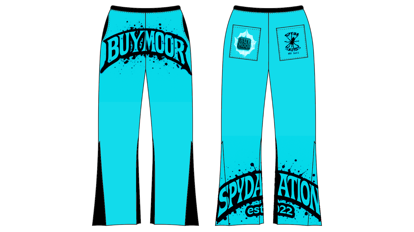 The BuyMoor x Spyda Nation baggy sweatpants brings together two street-luxury forces in one limited collab drop. ⚡ This item is available for pre-order — ships in 2–3 weeks after purchase.