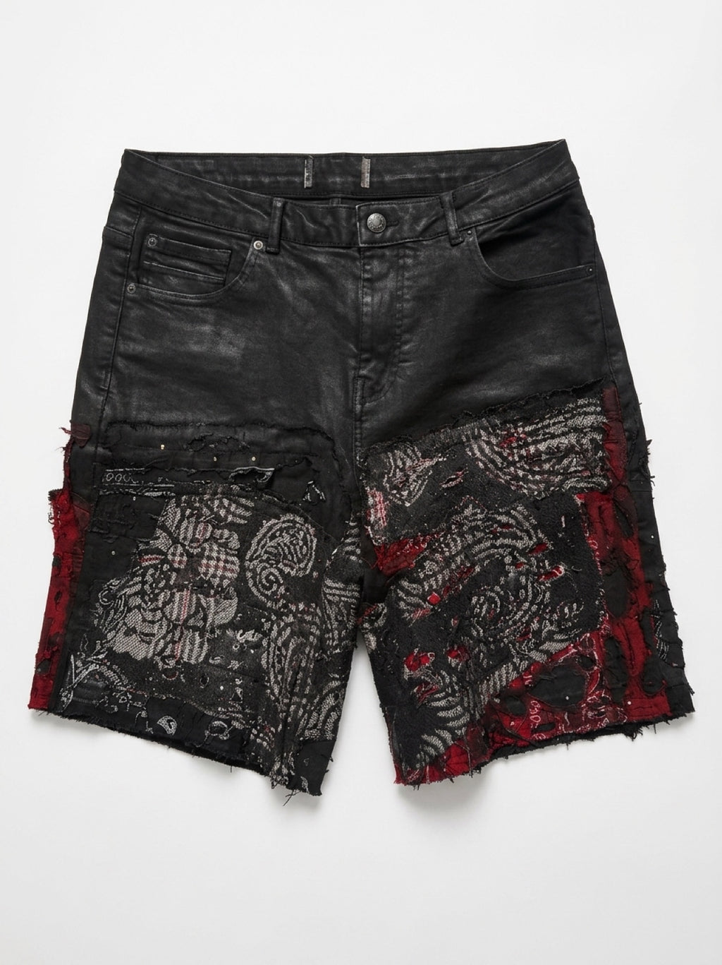 Grim Bandana Destroyed waxed Shorts