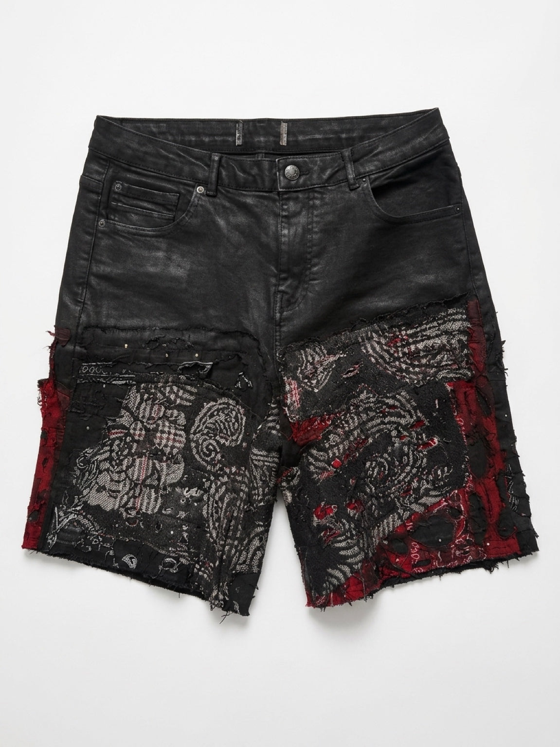 Grim Bandana Destroyed waxed Shorts