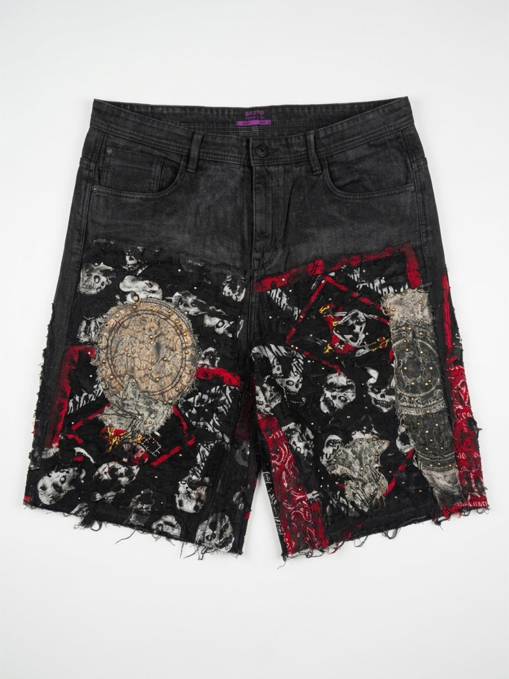 Reaper Studded waxed Black Shorts