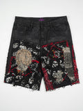 Reaper Studded waxed Black Shorts